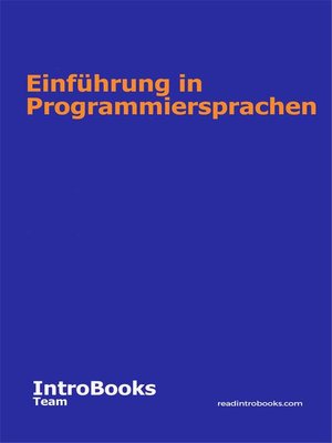cover image of Einführung in Programmiersprachen